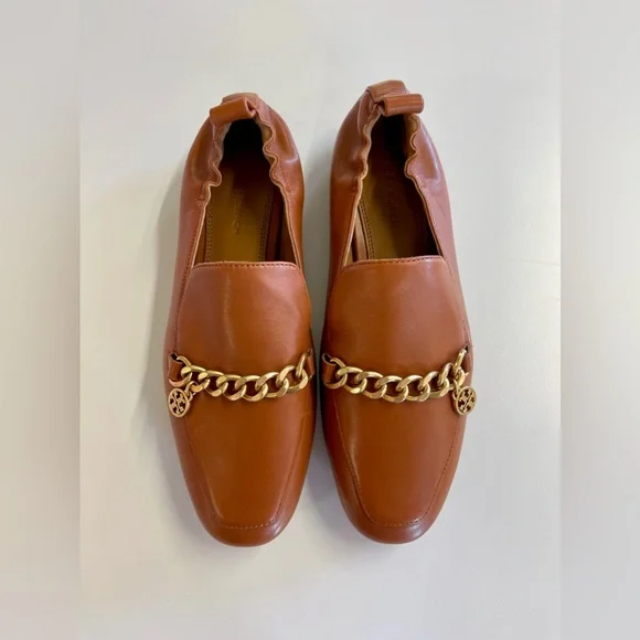 Tory Burch Mini Benton Calf Leather 20mm Charm Loafer in Ambra Tan sz 7 - Picture 2 of 9